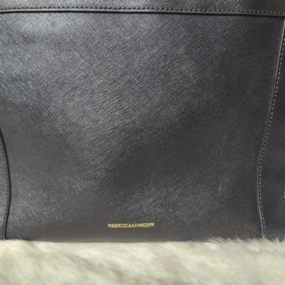 Rebecca Minkoff Monroe Black Saffiano Leather Purse Tote w/Crossbody Strap